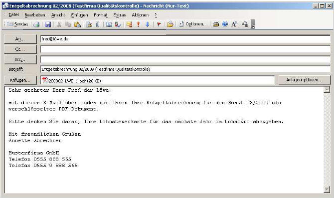 Verdienstabrechnung mit E-Mailversand